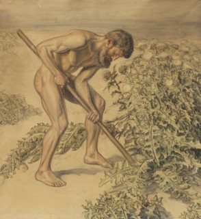 Adam drawing up Thistles, 1903. Creator: Joakim Skovgaard.