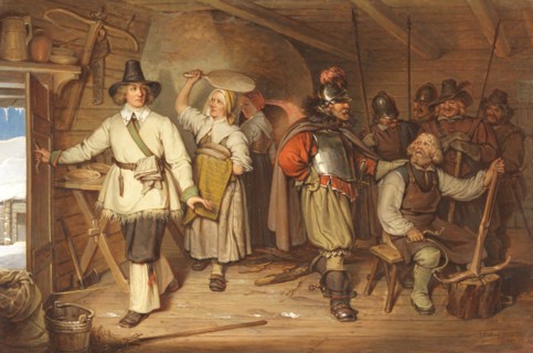 Gustaf Wasa in Sven Elfsson’s home in Isala 1520, 1831. Creator: Johan Gustaf Sandberg.