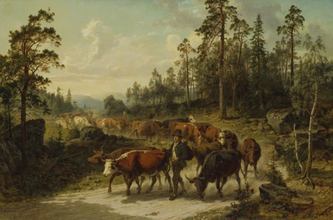 Driving Cattle in Småland, 1863. Creator: Nils Andersson.