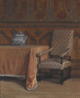 Gripsholm castle, council hall, 1878. Creator: Oscar Bjorck.