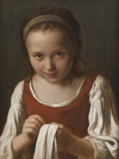 Girl with Needle-work, mid-18th century. Creator: Pietro Rotari.