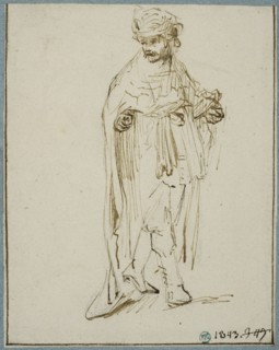 Walking man in oriental costume, c1630s. Creator: Rembrandt Harmensz van Rijn.