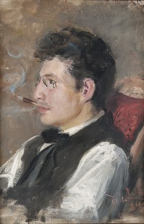 Carl Johansson (1863-1944), artist, painter, married to Märta Berglund, 1884. Creator: Karl Robert Lundberg.