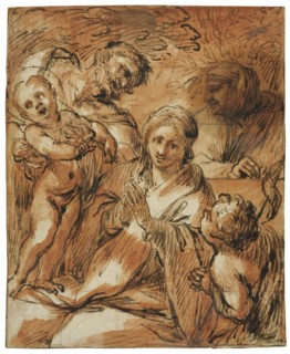 The Holy Family with John the Baptist and Elizabeth, unknown date. Creator: Anon.