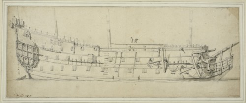 British double-decked warship, starboard side. Creator: Willem van de Velde the Younger.