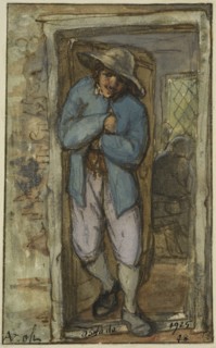 Man standing in the doorway of a house. Creator: Adriaen van Ostade.