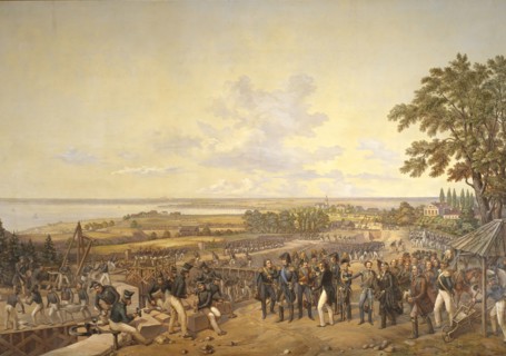 King Carl XIV Johan of Sweden Visiting the Canal Locks at Berg in 1819, 1856. Creator: Alexander Wetterling.