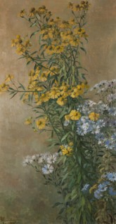 Autumn Flowers, Helenium and New York Aster, 1910. Creator: Gunnar Wennerberg.