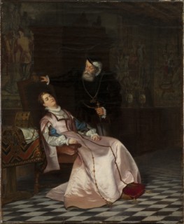 Gustav Vasa finds his wife Katarina Stenbock asleep and hears her say: "I love King..., 1868. Creator: Hugo Salmson.