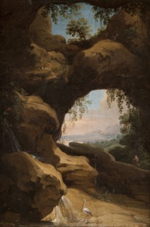 Landscape with views through the cave, from c.1635 until 1635. Creator: Jan Asselijin.