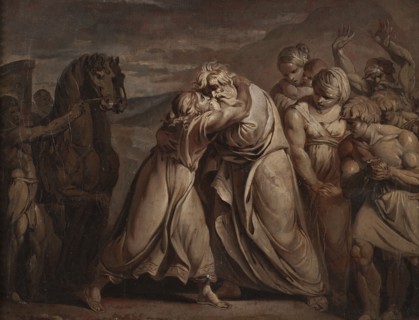 Joseph meets his father Jacob in the desert. Creator: Jean-Antoine Julien.