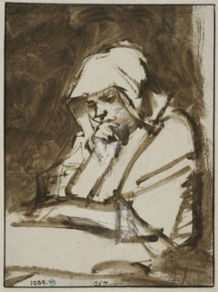Hendrickje Stoffels sitting by a window with open eyes, ca 1655-1656. Creator: Rembrandt Harmensz van Rijn.