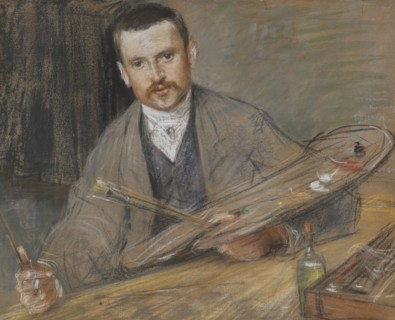 Johan Kindborg, 1861-1907, artist, married to wood engraver Emy Edman, 1880s. Creator: Sven Richard Bergh.