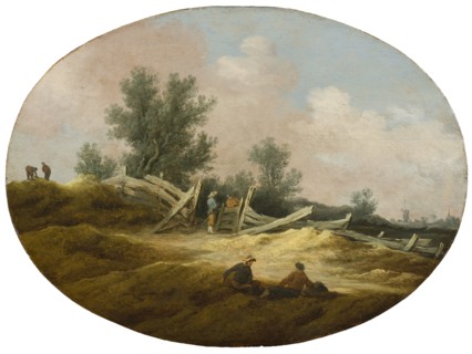 Landscape with a Wooden Fence and Figures, c.1630. Creator: Salomon Ruysdael.