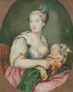 Woman with infant at her breast, c18th century. Creator: Unknown.
