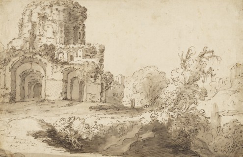 Landscape with ancient ruins, unknown date. Creator: Anon.