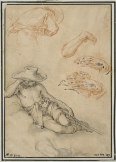 Study of Shepherd at Rest, with several detail studies. Creator: Abraham Bloemaert.