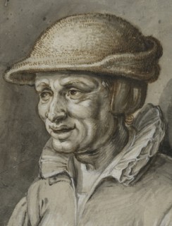 Portrait of an old woman in a leather cap, c17th century. Creator: Adriaen van de Venne.