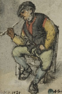 Seated farmer smoking a pipe. Creator: Adriaen van Ostade.