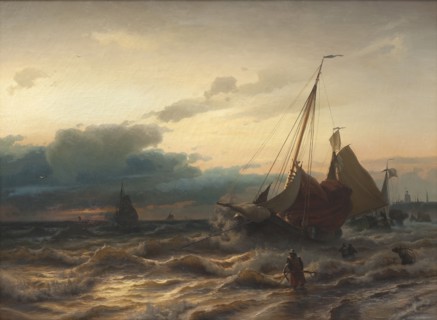 Storm off the Dutch Coast. Scene from Scheveningen, 1865. Creator: Albert Berg.
