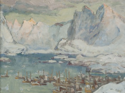 Svolvaer Harbour at the Height of the Fishing Season.Study from Lofoten, 1934. Creator: Anna Katarina Boberg.