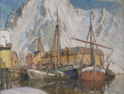 The Harbour at Svolvaer, Lofoten. Creator: Anna Katarina Boberg.