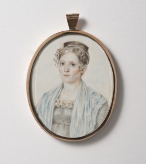 Unknown woman (verso). Gold mounting by Olof Hallman...,  c.1800. Creator: Gustaf Wilhelm Finnberg.