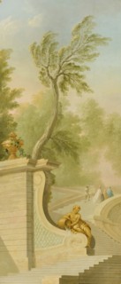 Garden landscape with figures on stairs. Creator: Lorens Gottman.