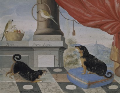 Two dogs and two parrots on a balcony, 1724. Creator: Philip Thelott.