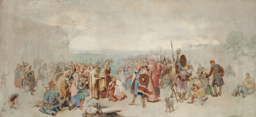 Olof Skötkonung's baptism. Creator: Axel Henrik Kulle.