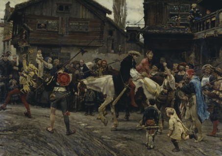 Peder Sunnanväder's and Mäster Knut's Ignominious Entry into Sthlm 1526, 1879. Creator: Carl Gustaf Hellqvist.