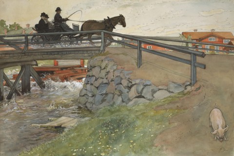 The Bridge. From A Home (26 watercolours). Creator: Carl Larsson.