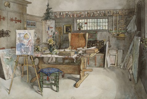 The Studio. From A Home (26 watercolours). Creator: Carl Larsson.
