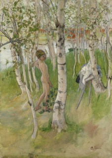 Ulf. Nude Boy among Birches, c.1898. Creator: Carl Larsson.