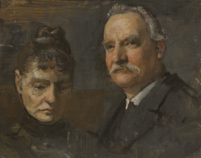 Unknown woman with unknown man, c19th century. Creator: Edvard Perseus.