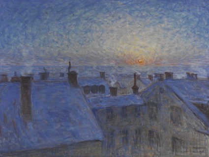 Sunrise over the Rooftops. Motif from Stockholm, 1903. Creator: Eugène Jansson.