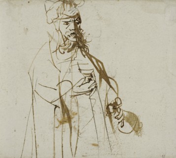 Standing man with bottle and glass. Creator: Ferdinand Bol.