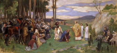 Ansgar Preaching Christianity, late 19th-early 20th century. Creator: Georg Pauli.