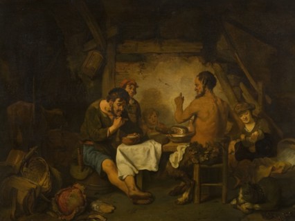 The Story of the Farmer and the Satyr from Aisopus' Fables, mid-17th century. Creator: Gerbrand van den Eeckhout.