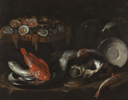Still Life with Fish and Oysters, 1653. Creator: Giovanni Battista Recco.