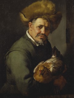 Old Man with a Hen, 1630. Creator: Hendrick Bloemaert.