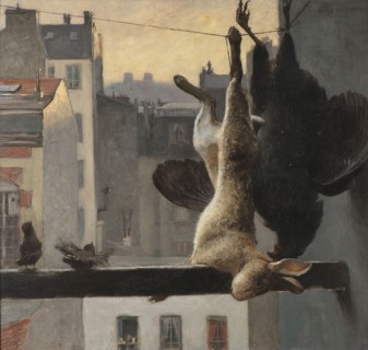 City view with still life, 19th century. Creator: Hugo Salmson.