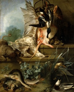 Still Life with a Spaniel Chasing Ducks ("Water"), 1719. Creator: Jean-Baptiste Oudry.