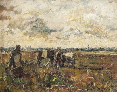 Plain with a Working Farmer. Creator: Karoly Kotasz.