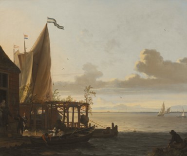 Small Harbour near a Tavern, mid-17th-early 18th century. Creator: Ludolf Bakhuizen.