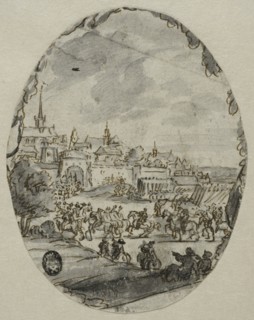 Troops march into a town. Creator: Romeyn de Hooghe.