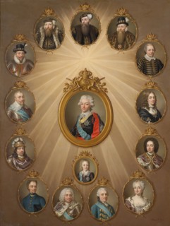 Table of Monarchs from Gustav Vasa to Gustav III, c. 1787 Creator: Ulrika Fredrika Pasch.