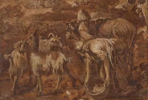 Peasants and Cattle. Study, c17th century. Creator: Unknown.