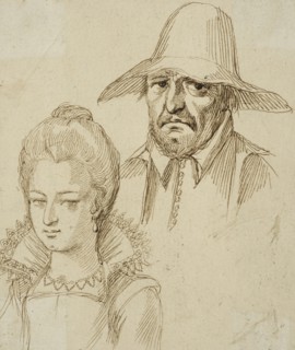 Portrait of a man and a woman, unknown date. Creator: Anon.