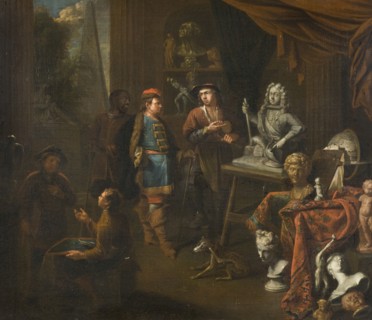 Visit in a Sculptor's Studio, 1704. Creator: Balthasar van den Bossche.